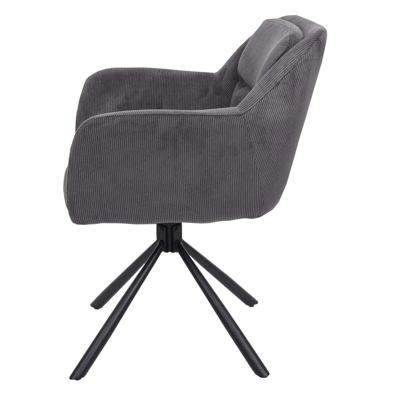 Lot de 2 chaises de salle à manger pivotante auto-positionnement en velours côtelé gris 04_0007361