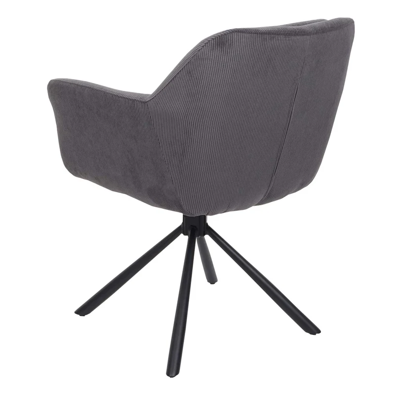 Lot de 2 chaises de salle à manger pivotante auto-positionnement en velours côtelé gris 04_0007361