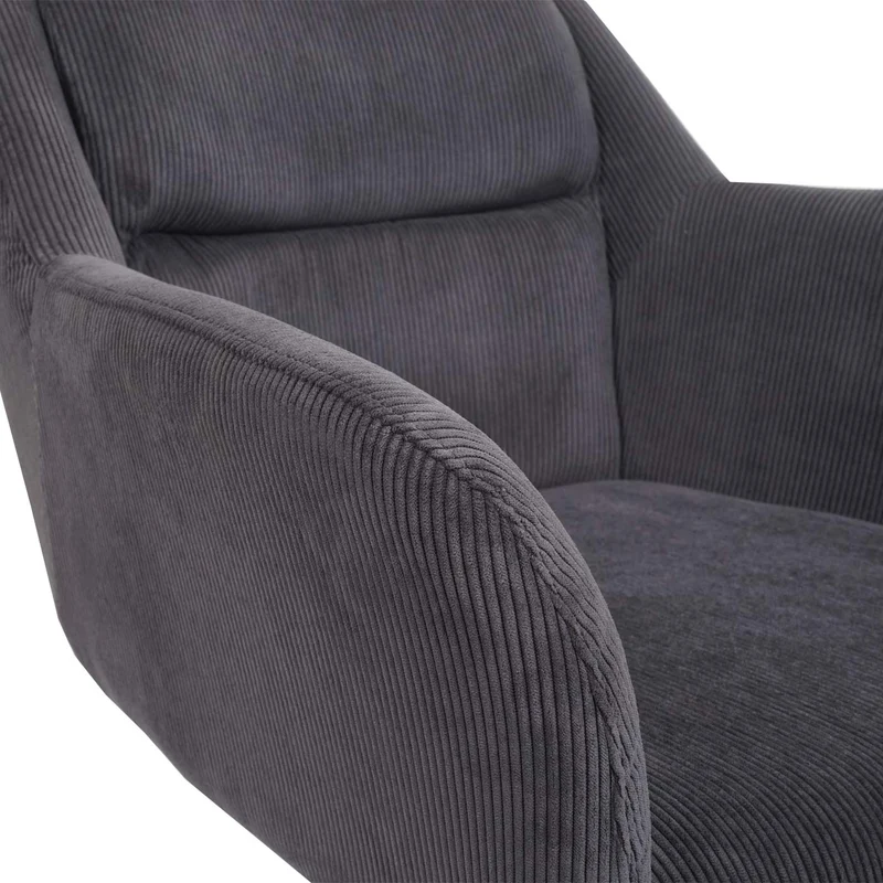 Lot de 2 chaises de salle à manger pivotante auto-positionnement en velours côtelé gris 04_0007361