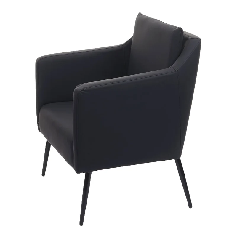Fauteuil de relaxation en cuir synthétique noir et cadre en métal 04_0006385