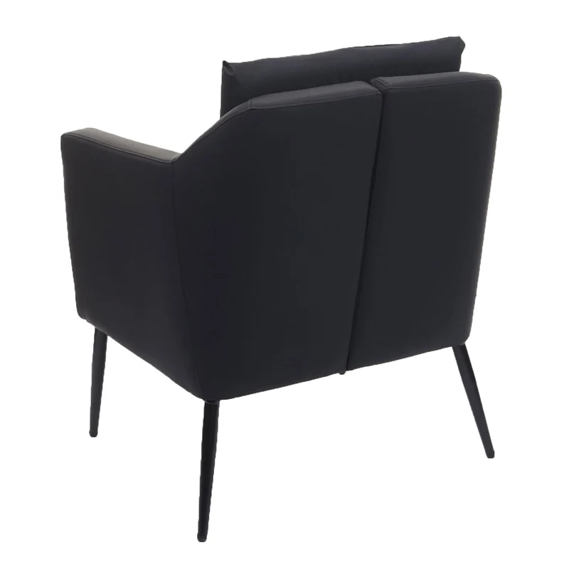 Fauteuil de relaxation en cuir synthétique noir et cadre en métal 04_0006385