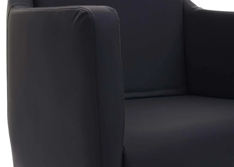 Fauteuil de relaxation en cuir synthétique noir et cadre en métal 04_0006385