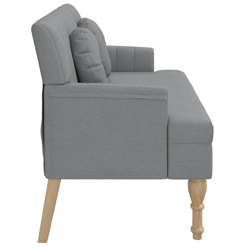 Banc avec dossier coussins et accoudoirs 113 x 64,5 x 75,5 cm en tissu gris clair pieds en bois DEC024629