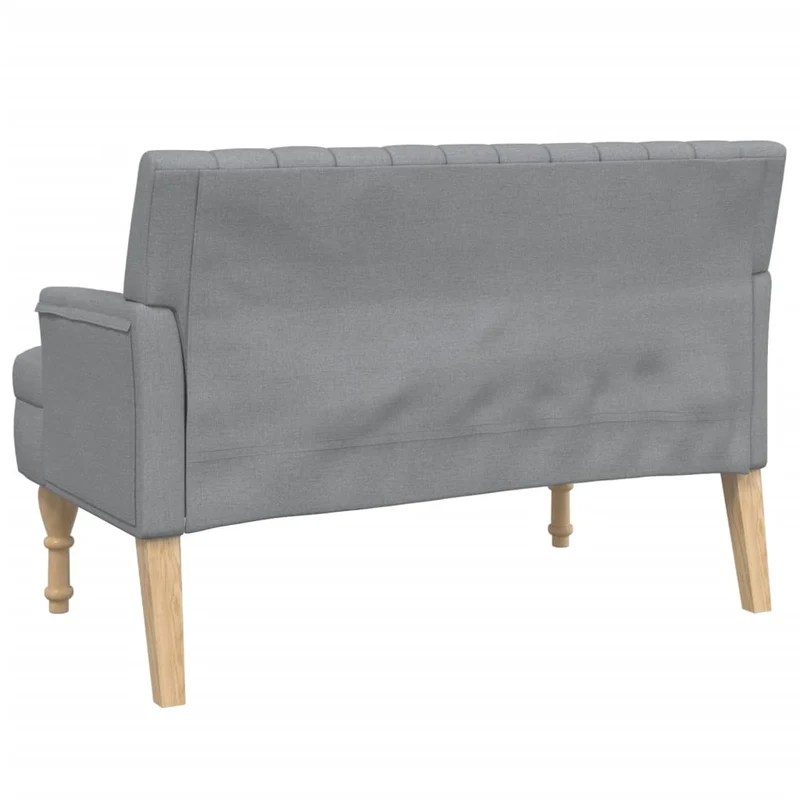 Banc avec dossier coussins et accoudoirs 113 x 64,5 x 75,5 cm en tissu gris clair pieds en bois DEC024629