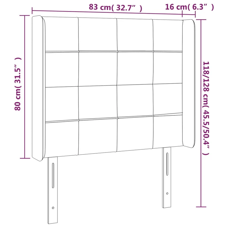 Tête de lit accessoire couchage chambre à coucher meuble à LED 83 x 16 x 118/128 cm tissu velours gris foncé TDL0201022