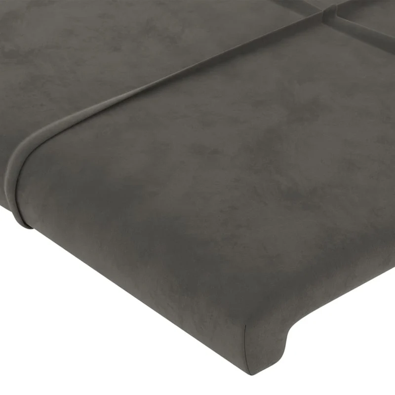 Tête de lit accessoire couchage chambre à coucher meuble avec rebord latéral 163 x 16 x 78/88 cm tissu velours gris foncé TDL0204978