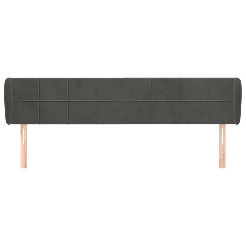 Tête de lit accessoire couchage chambre à coucher meuble avec rebord latéral 163 x 23 x 78/88 cm tissu velours gris foncé TDL0204968