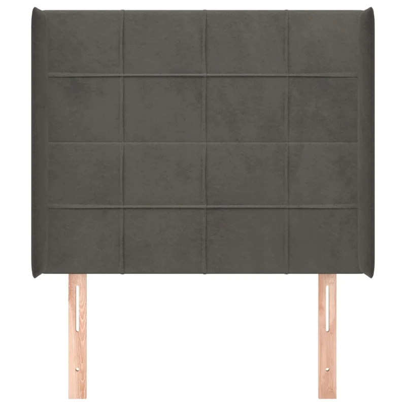 Tête de lit accessoire couchage chambre à coucher meuble avec rebord latéral 83 x 16 x 118/128 cm tissu velours gris foncé TDL0204907
