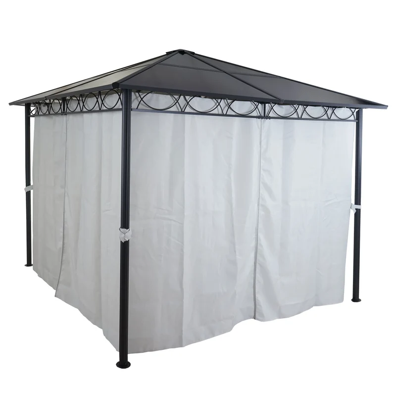 Pavillon avec toit en plastique 4x parois latérales 3 x 3m cadre en aluminium thermolaqué 04_0008137