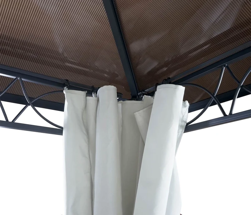 Pavillon avec toit en plastique 4x parois latérales 3 x 3m cadre en aluminium thermolaqué 04_0008137