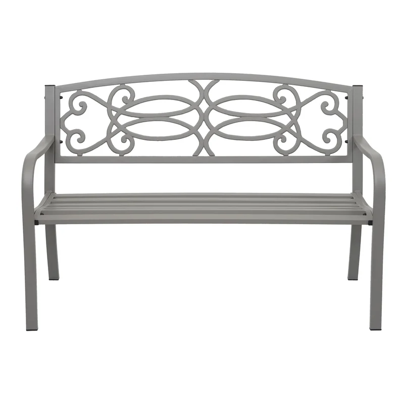 Banc de jardin intérieur où extérieur 2 places en acier peint par poudrage gris 04_0005830