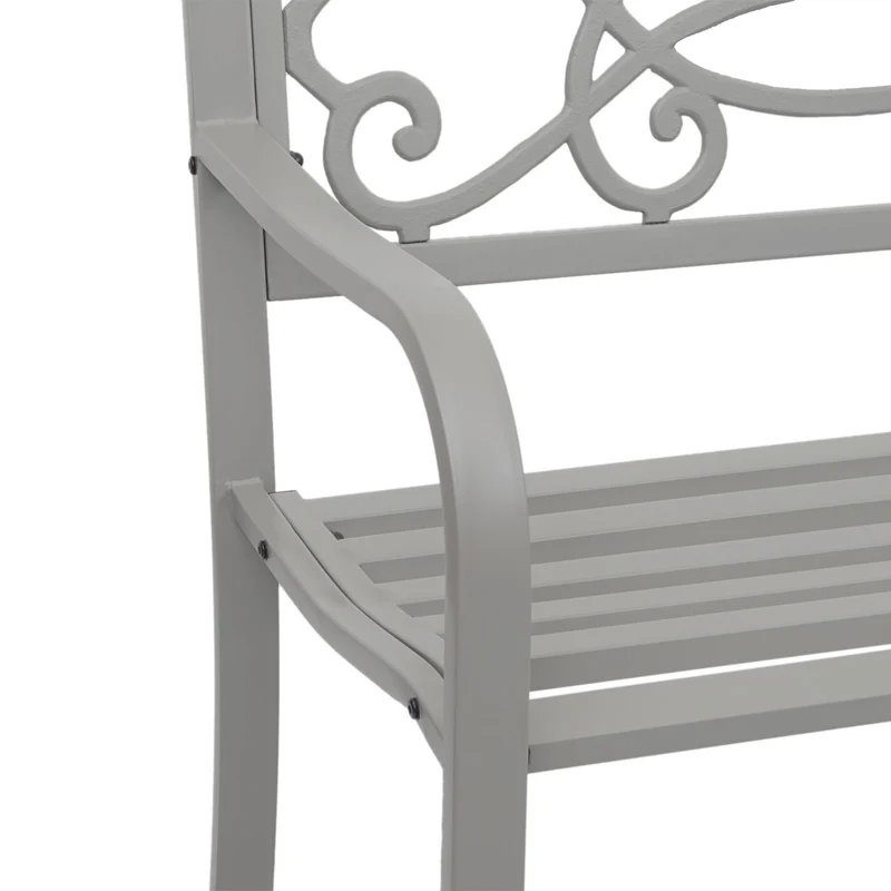Banc de jardin intérieur où extérieur 2 places en acier peint par poudrage gris 04_0005830