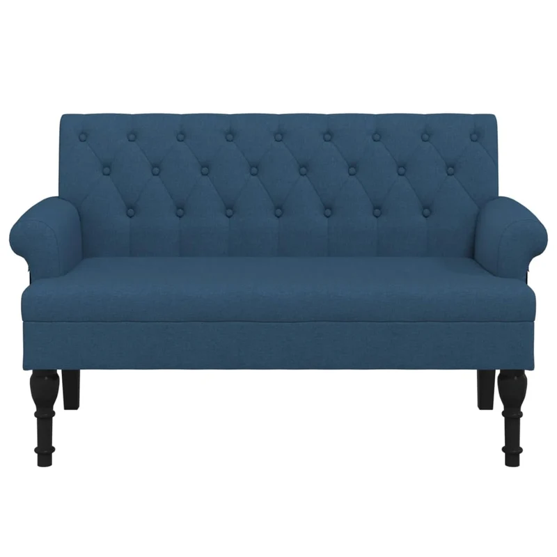 Banquette banc avec dossier capitonné et accoudoirs 120 x 62 x 75,5 cm tissu bleu DEC024640