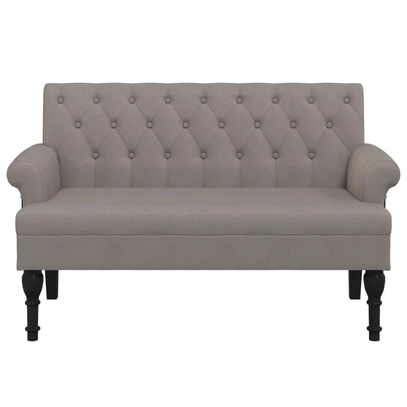 Banquette banc avec dossier capitonné et accoudoirs 120 x 62 x 75,5 cm tissu taupe DEC024660