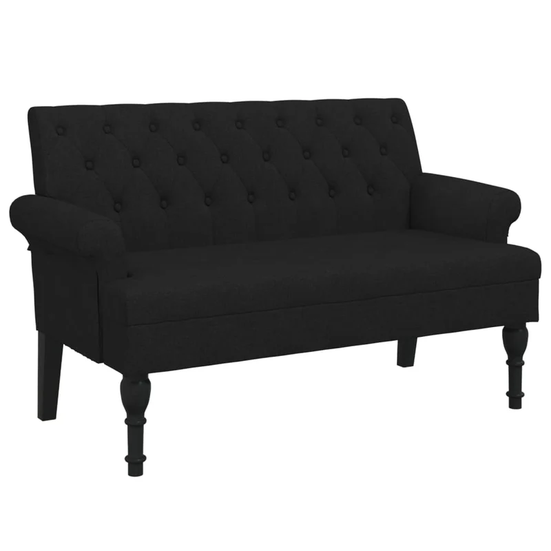 Banquette banc avec dossier capitonné et accoudoirs 120 x 62 x 75,5 cm tissu noir DEC024657