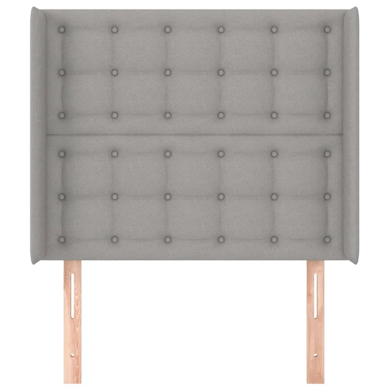 Tête de lit accessoire couchage chambre à coucher meuble avec rebord latéral capitonné 83 x 16 x 118/128 cm tissu gris clair TDL0205148