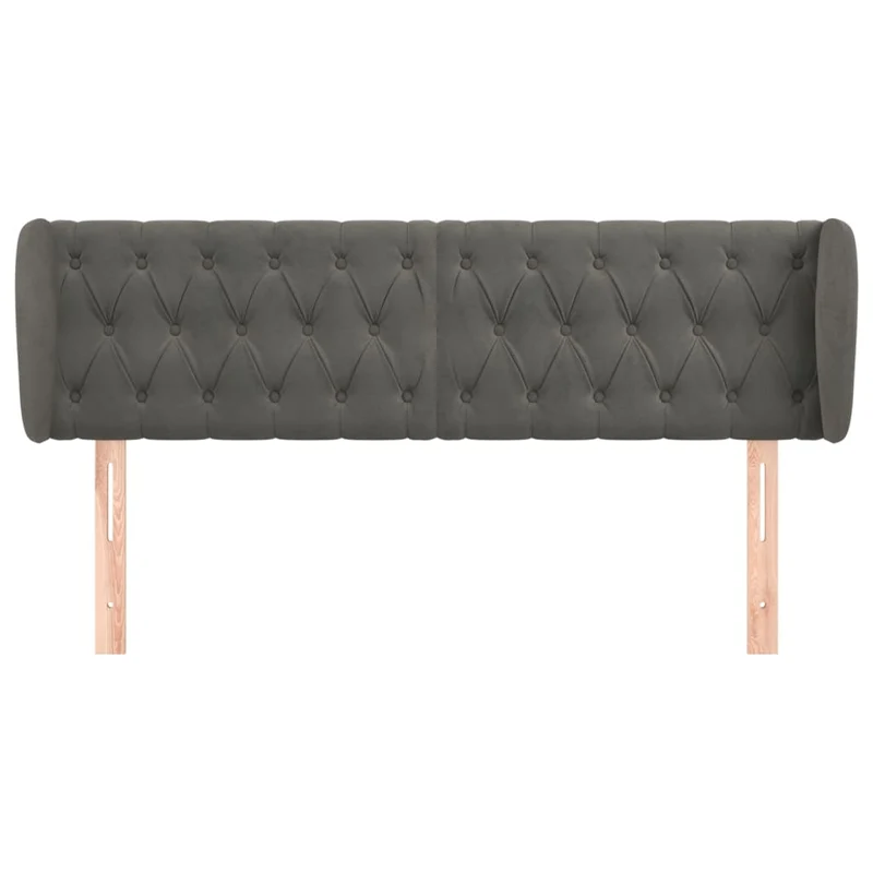 Tête de lit accessoire couchage chambre à coucher meuble capitonné avec rebord latéral 147 x 23 x 78/88 cm tissu velours gris foncé TDL0204991