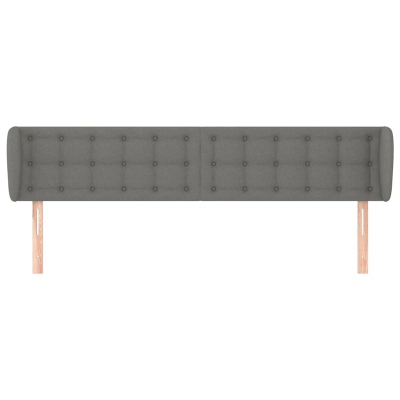 Tête de lit accessoire couchage chambre à coucher meuble avec rebord latéral 163 x 16 x 78/88 cm tissu gris foncé TDL0204984
