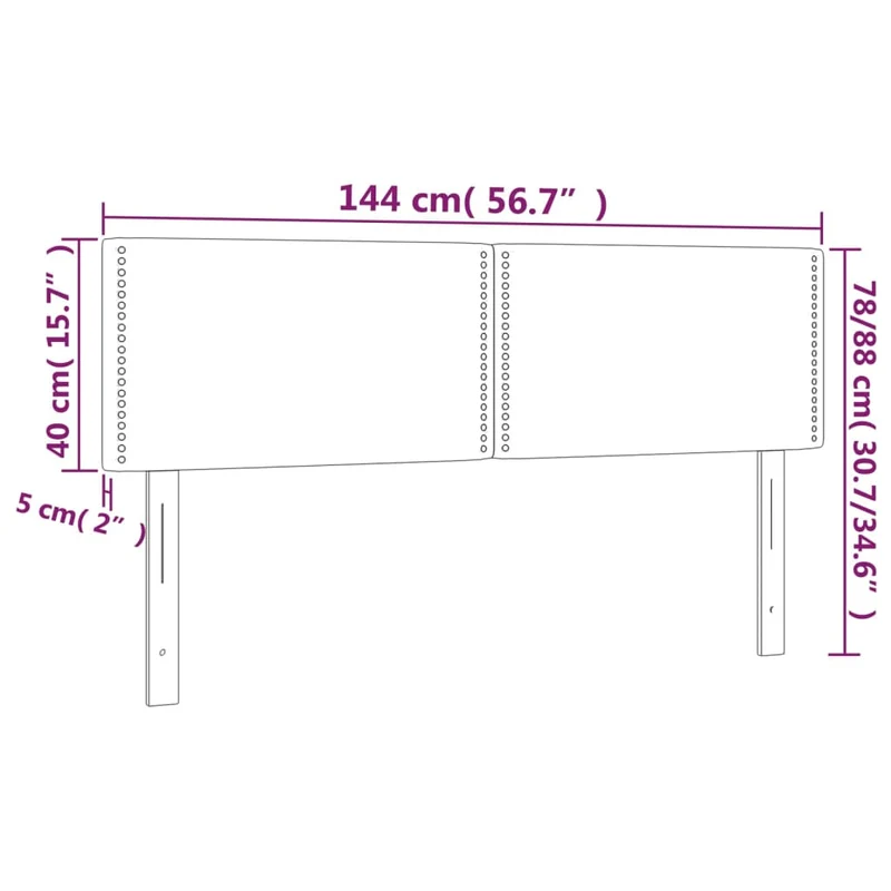 Tête de lit accessoire couchage chambre à coucher meuble à LED 144 x 5 x 78/88 cm tissu bleu TDL0201882