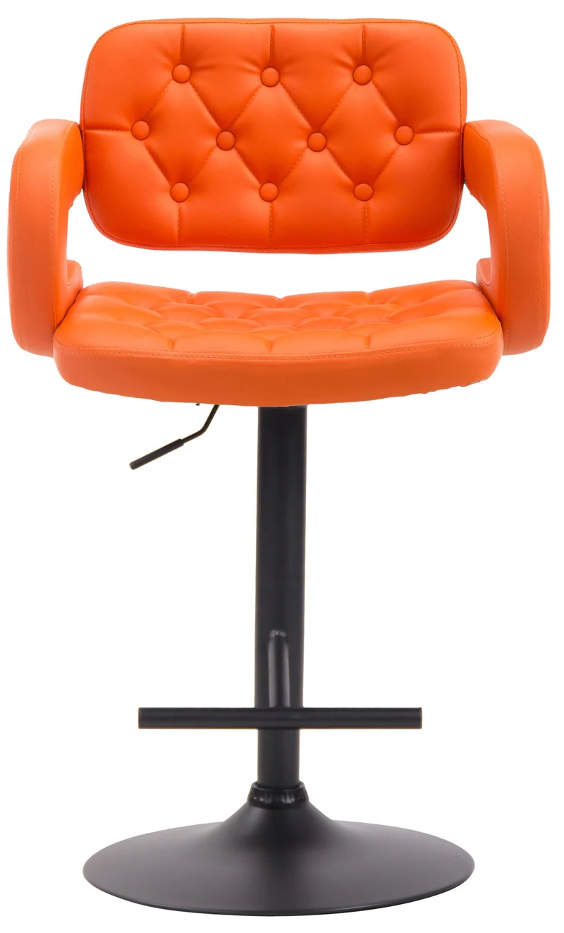 Tabouret de bar capitonné en synthétique orange accoudoirs repose-pieds métal design moderne TDB10507