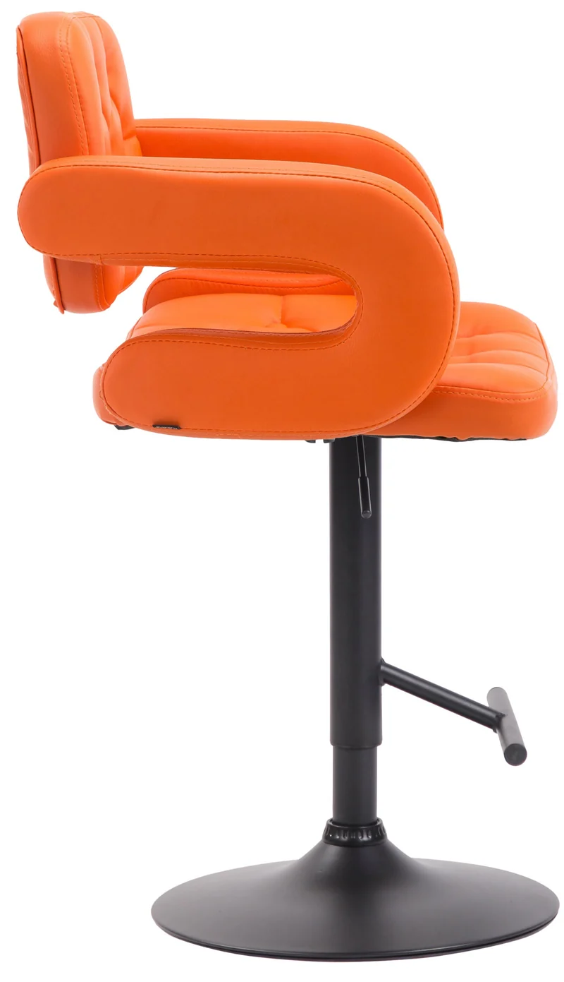 Tabouret de bar capitonné en synthétique orange accoudoirs repose-pieds métal design moderne TDB10507