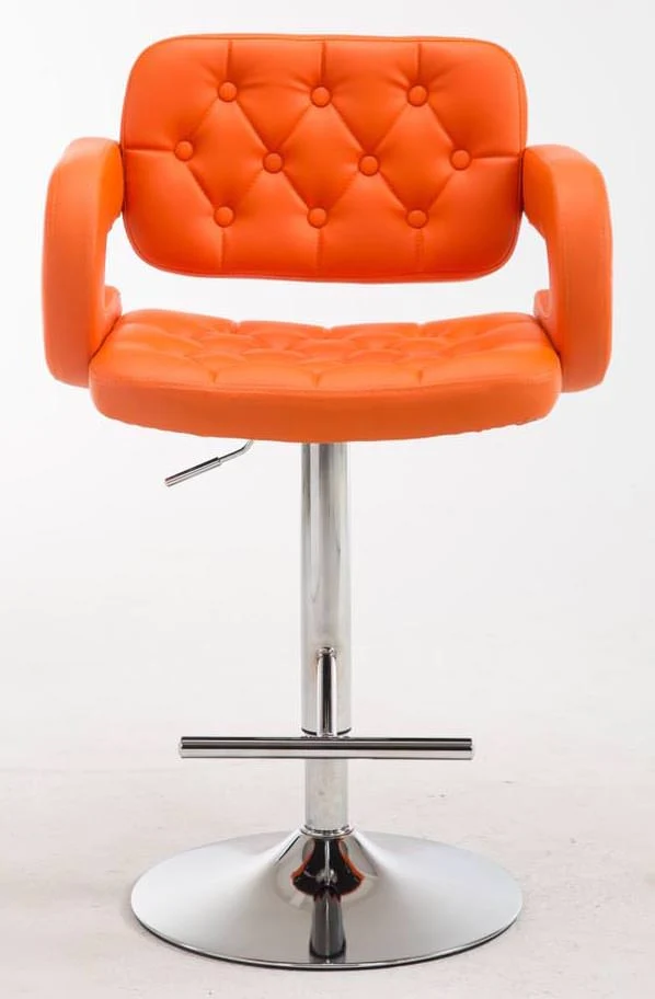 Lot de 2 tabourets de bar capitonné en synthétique orange accoudoirs repose-pieds design moderne TDB10499