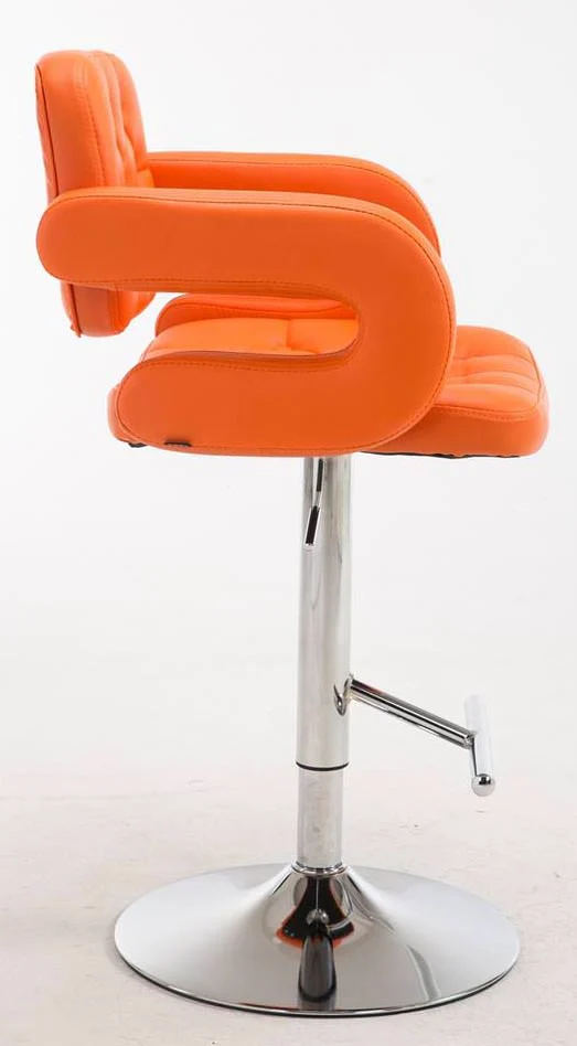 Lot de 2 tabourets de bar capitonné en synthétique orange accoudoirs repose-pieds design moderne TDB10499