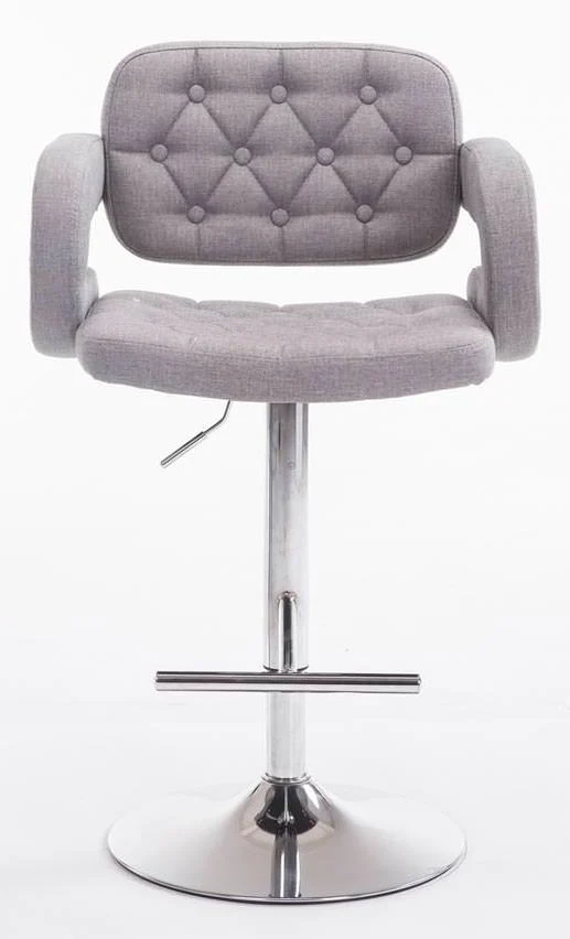 Lot de 2 tabourets de bar capitonné en tissu gris accoudoirs repose-pieds design moderne 10_0000678