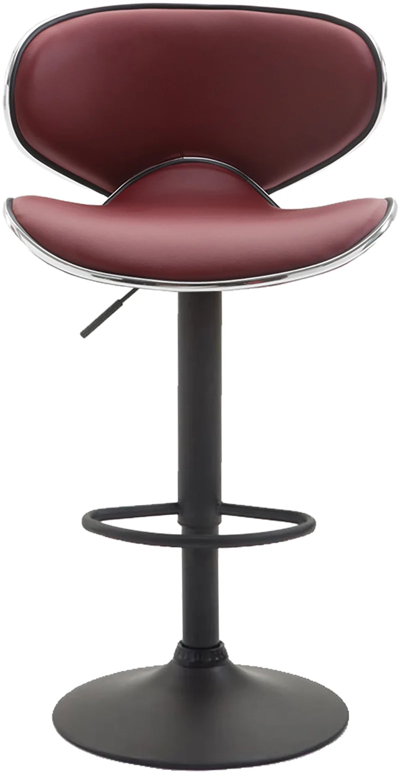Lot de 2 tabourets de bar design contemporain pieds en métal noir assise en synthétique bordeaux 10_0000338