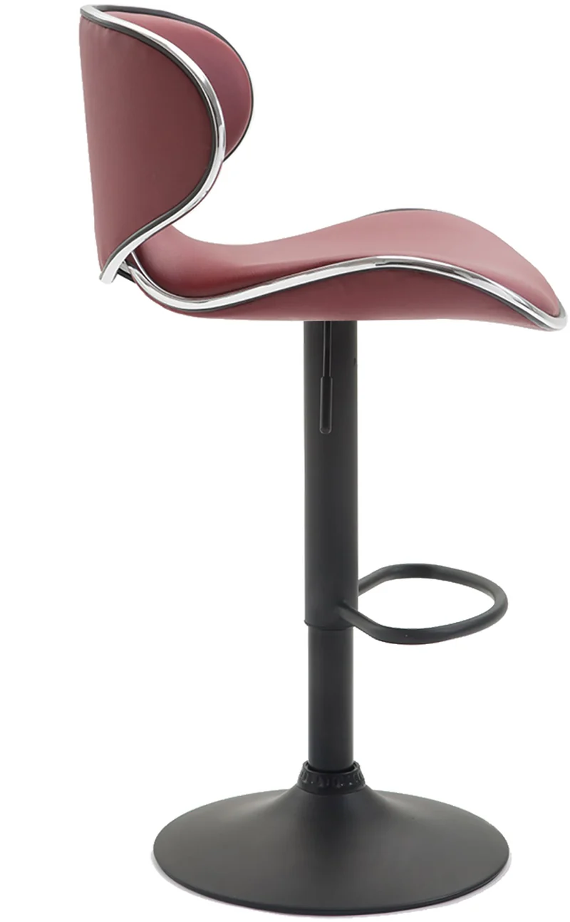Lot de 2 tabourets de bar design contemporain pieds en métal noir assise en synthétique bordeaux 10_0000338