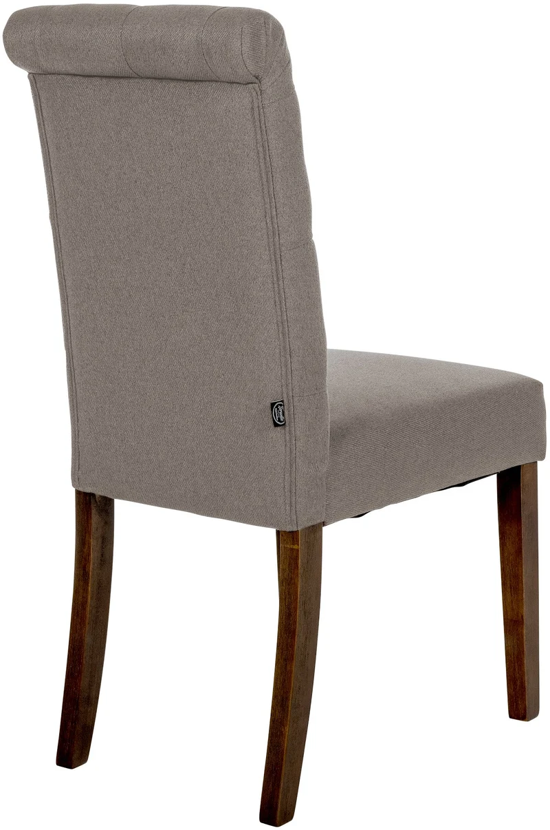 Chaise de salle à manger x1 dossier capitonné en tissu taupe pieds en bois marron 10_0002052