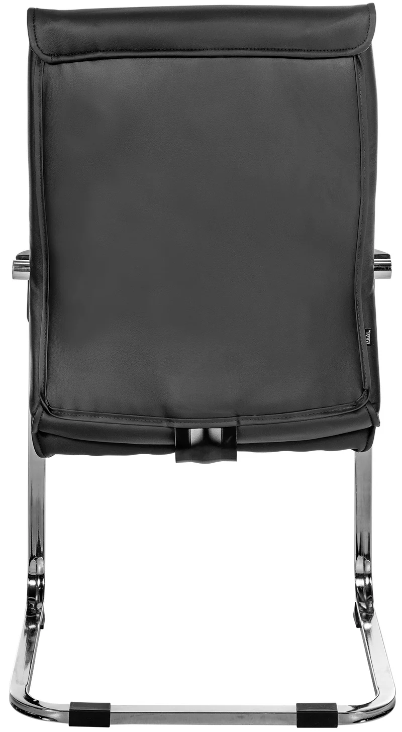 Lot de 2 fauteuils de bureau chaises visiteur sans roulettes piétement luge en métal chromé et assise en PVC noir 10_0003093