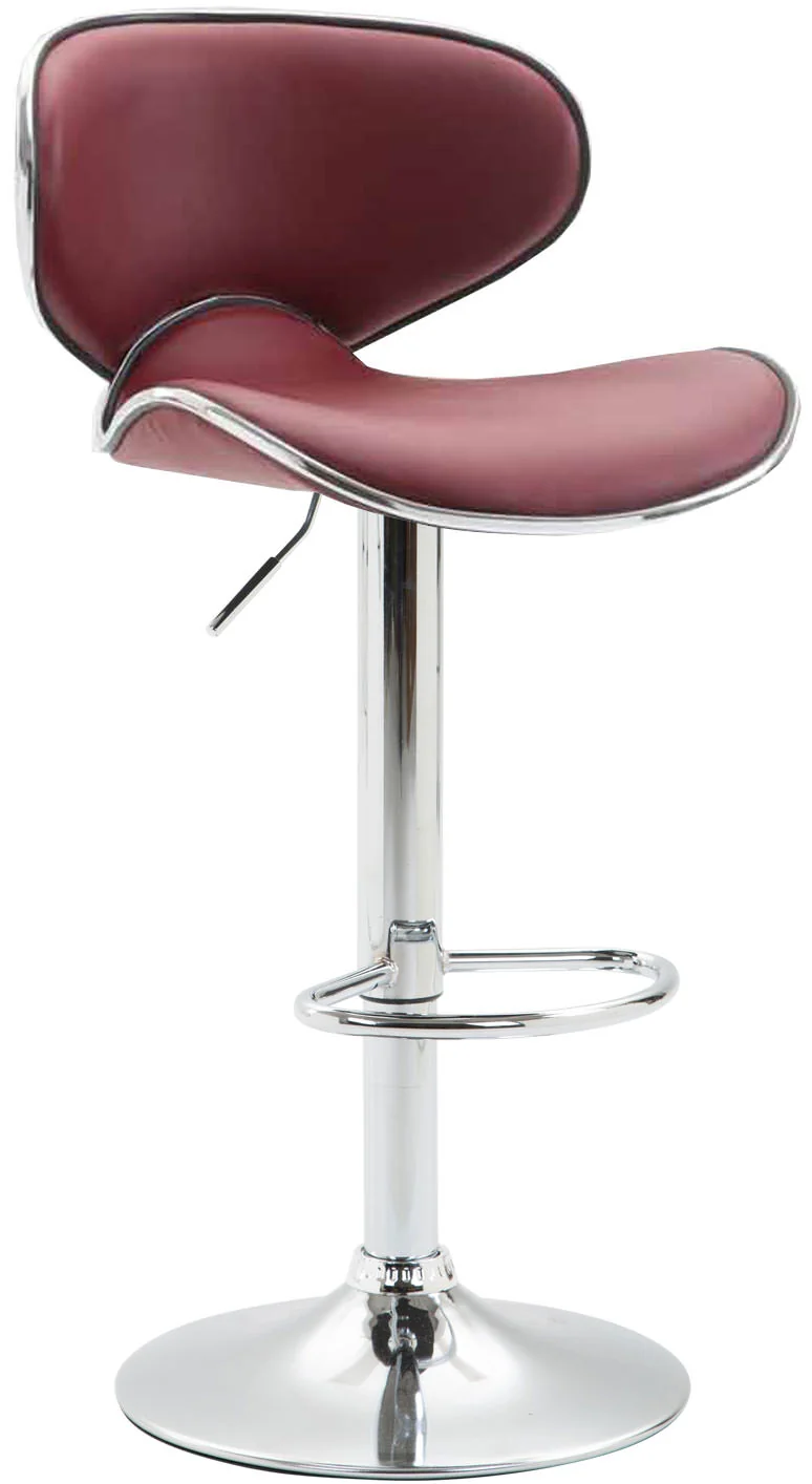Tabouret de bar chaise de bar hauteur réglable avec repose pieds en synthétique bordeaux et métal 10_0000214
