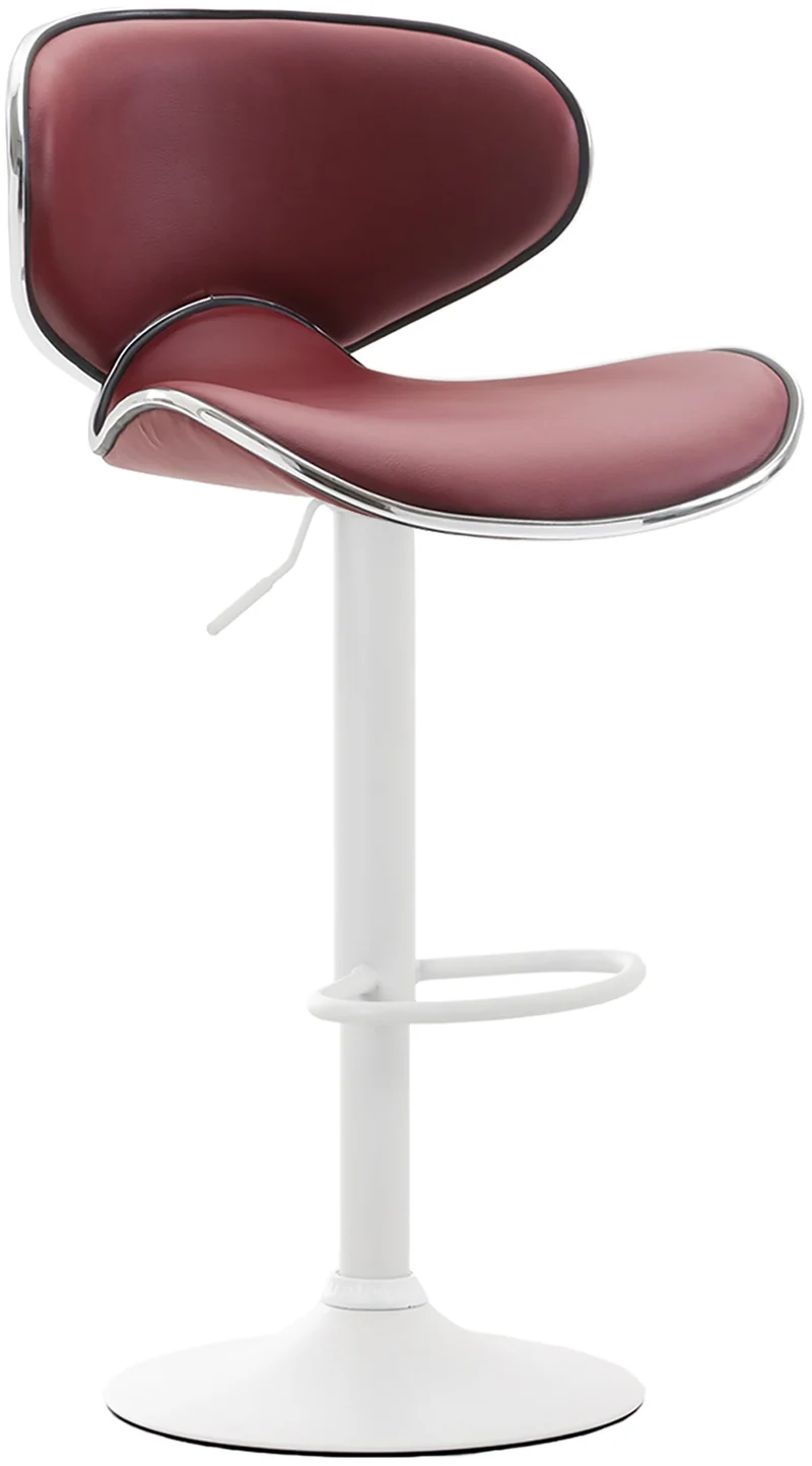 Lot de 2 tabourets de bar design contemporain pieds en métal blanc mat assise en synthétique bordeaux 10_0000348