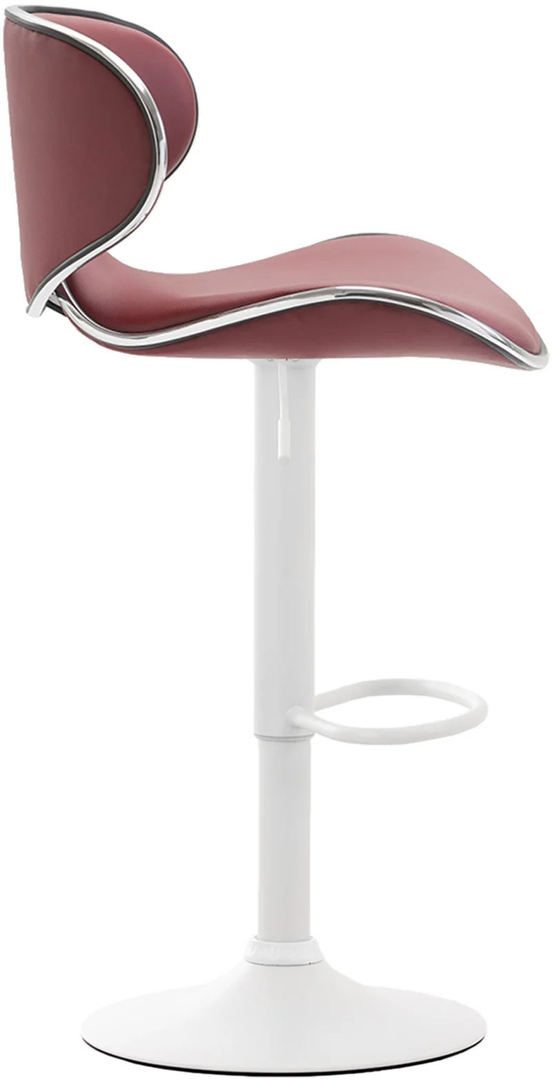 Lot de 2 tabourets de bar design contemporain pieds en métal blanc mat assise en synthétique bordeaux 10_0000348