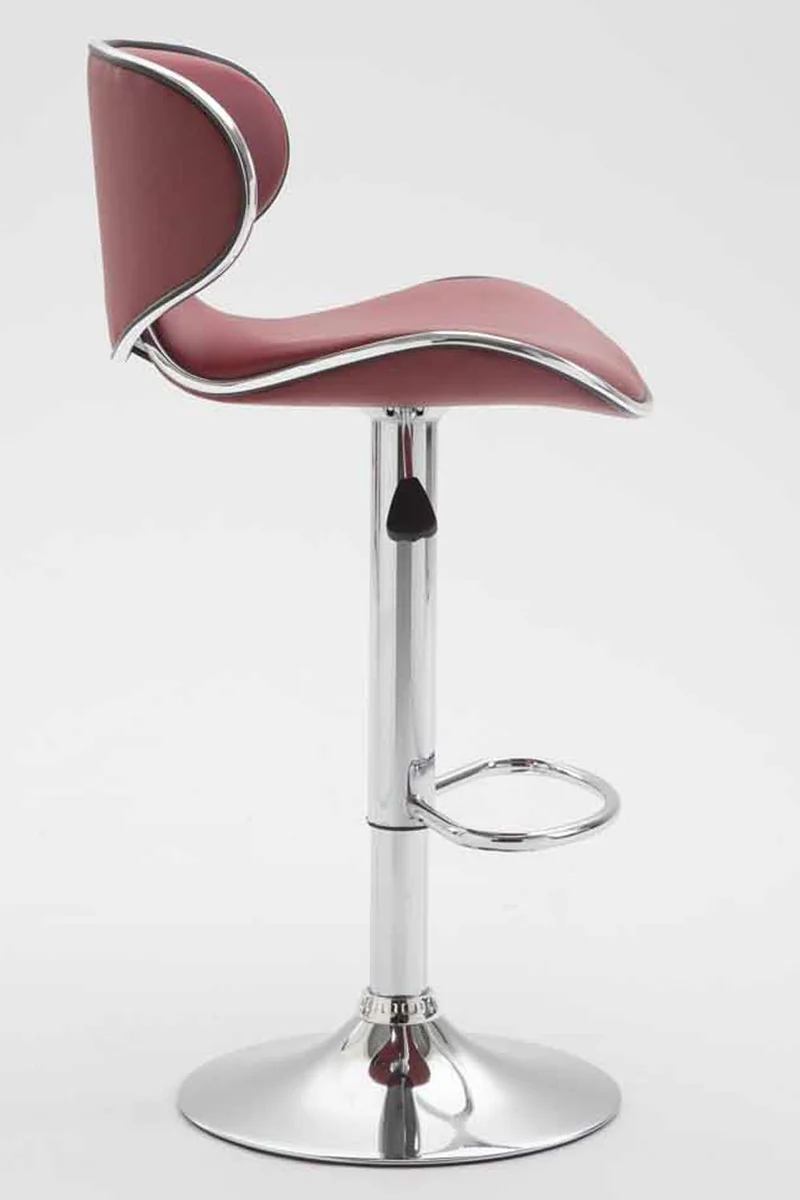 Tabouret de bar chaise de bar x2 hauteur réglable avec repose pieds en synthétique bordeaux et métal TDB10132