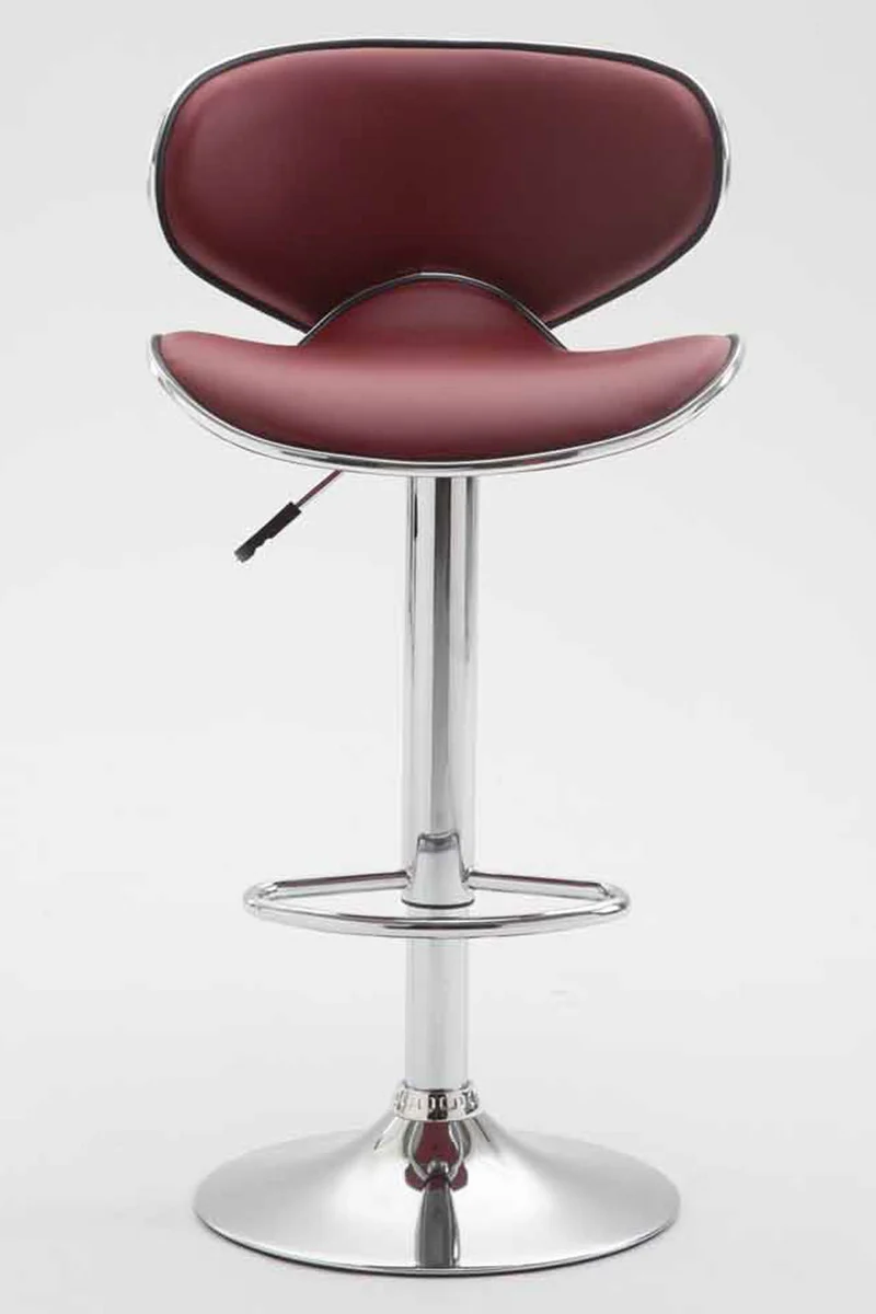 Tabouret de bar chaise de bar x2 hauteur réglable avec repose pieds en synthétique bordeaux et métal TDB10132