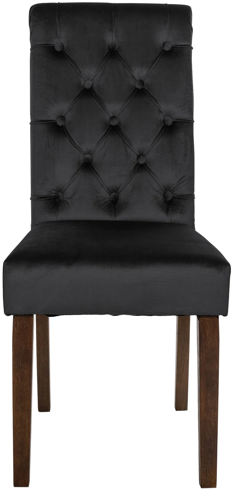 Lot de 2 chaises de salle à manger élégance capitonnée et confort en velours noir cadre en bois marron foncé 10_0007593