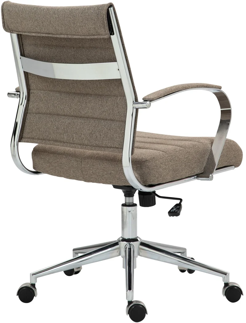 Chaise de bureau ergonomique avec accoudoirs fonction bascule tissu taupe piètement chromé 10_0007087
