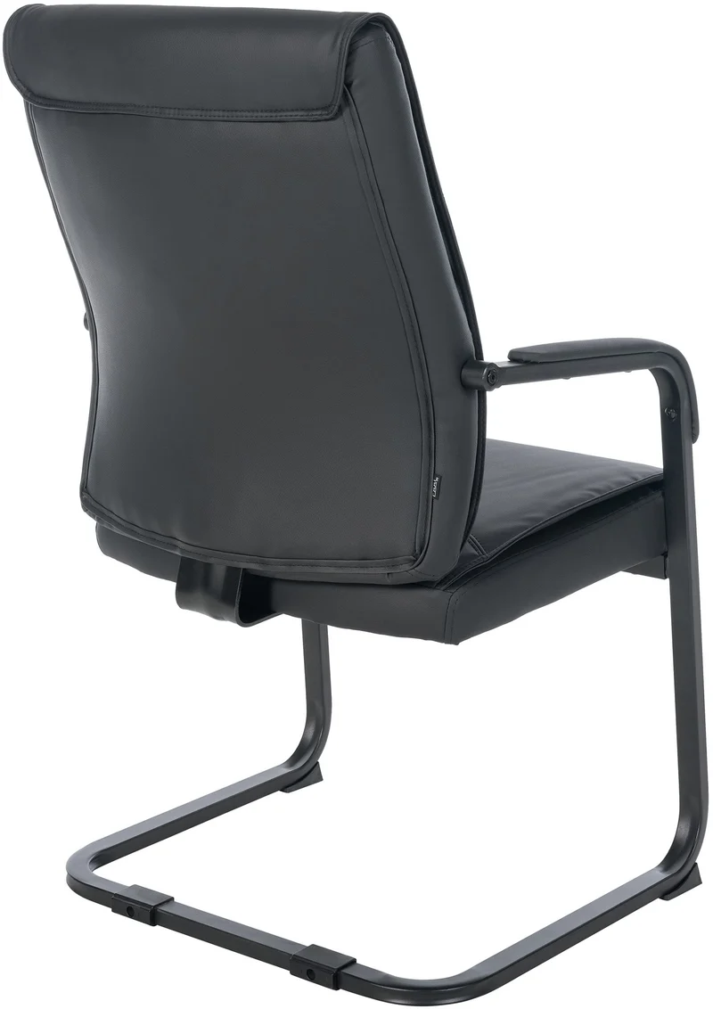 Fauteuil de bureau sans roulettes chaise visiteur sans roulettes jusqu'à 260kg en PVC noir métal noir 10_0006948