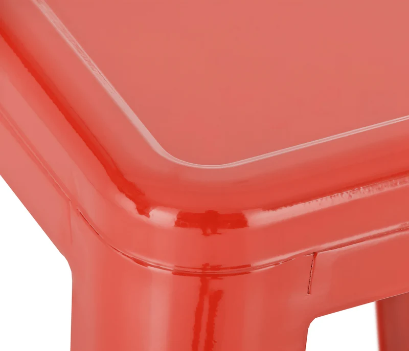 Tabouret de bar x1 hauteur 76 cm design industriel structure robuste à quatre pieds métal rouge 10_0005810