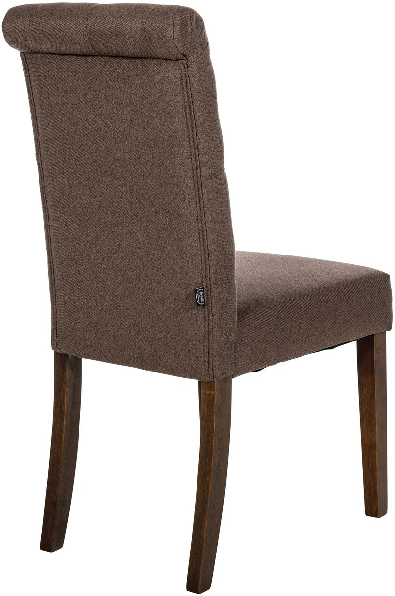 Chaise de salle à manger x1 élégance capitonnée et confort en tissu marron cadre en bois marron foncé 10_0007157
