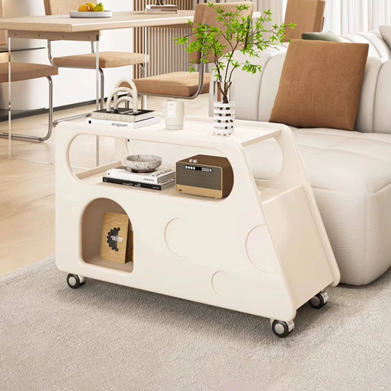 Contemporary Creative Trapezoidal Cheese-Block Artificial Board Movable End Table 3-Tier For Living Room