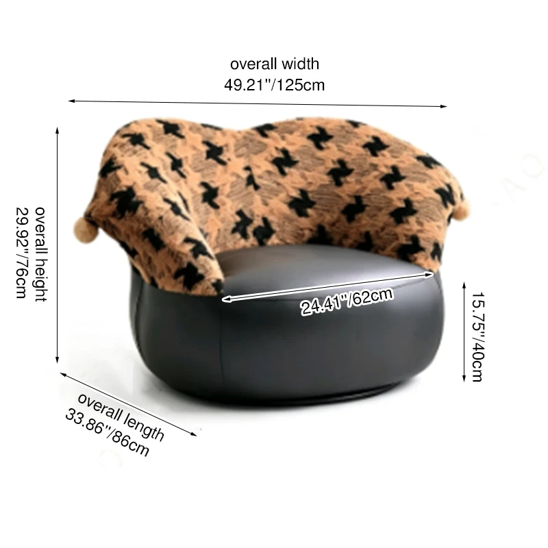 Nordic Heart Shaped Swivel Accent Chair - Friendly Fabric Lazy Lounge Chair For Living Room & Bedroom
