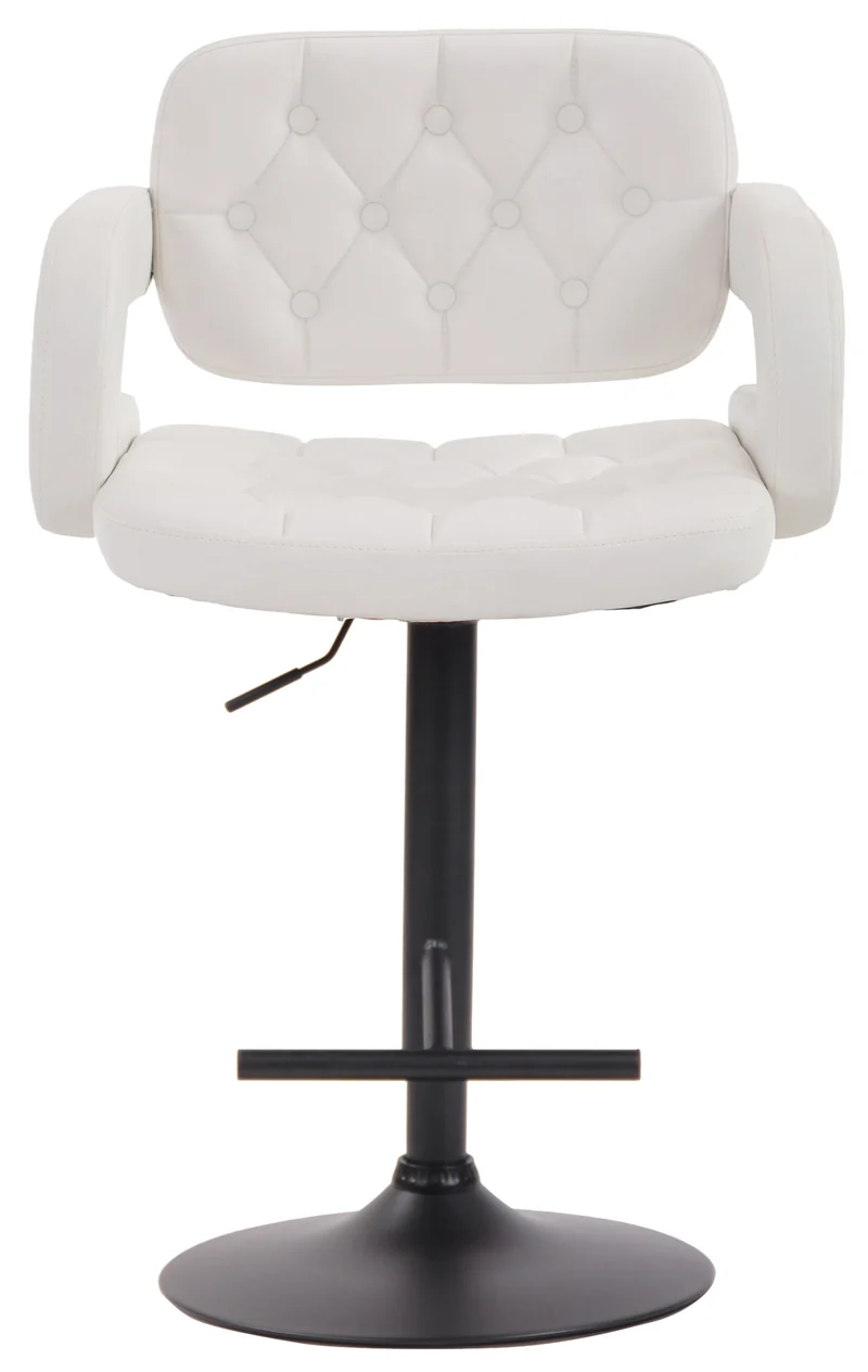 Tabouret de bar capitonné en synthétique blanc accoudoirs repose-pieds métal design moderne TDB10511