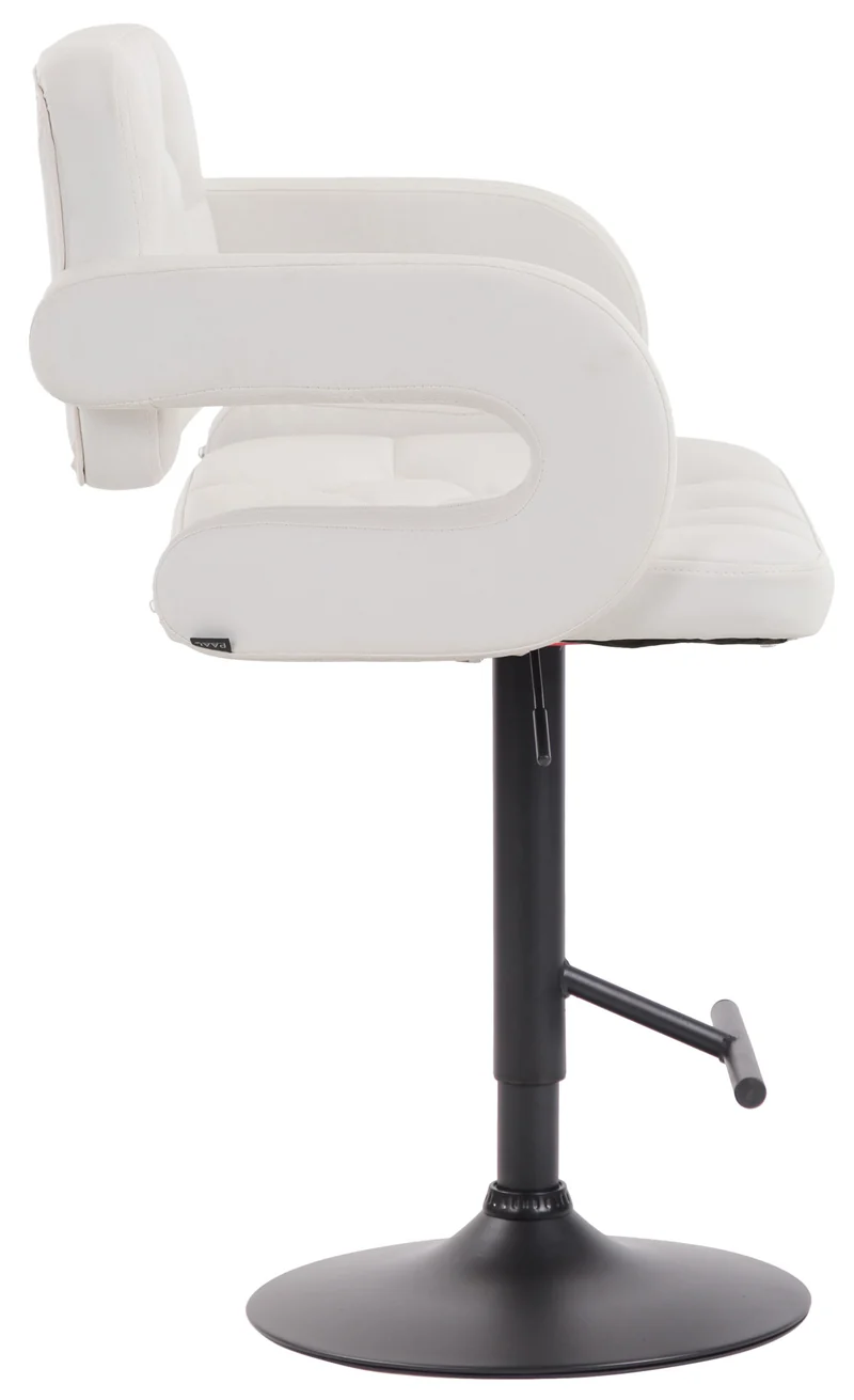 Tabouret de bar capitonné en synthétique blanc accoudoirs repose-pieds métal design moderne TDB10511