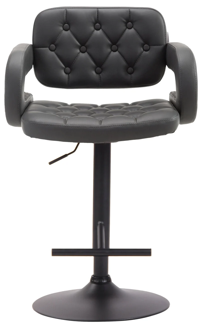 Tabouret de bar capitonné en synthétique gris accoudoirs repose-pieds métal design moderne TDB10506
