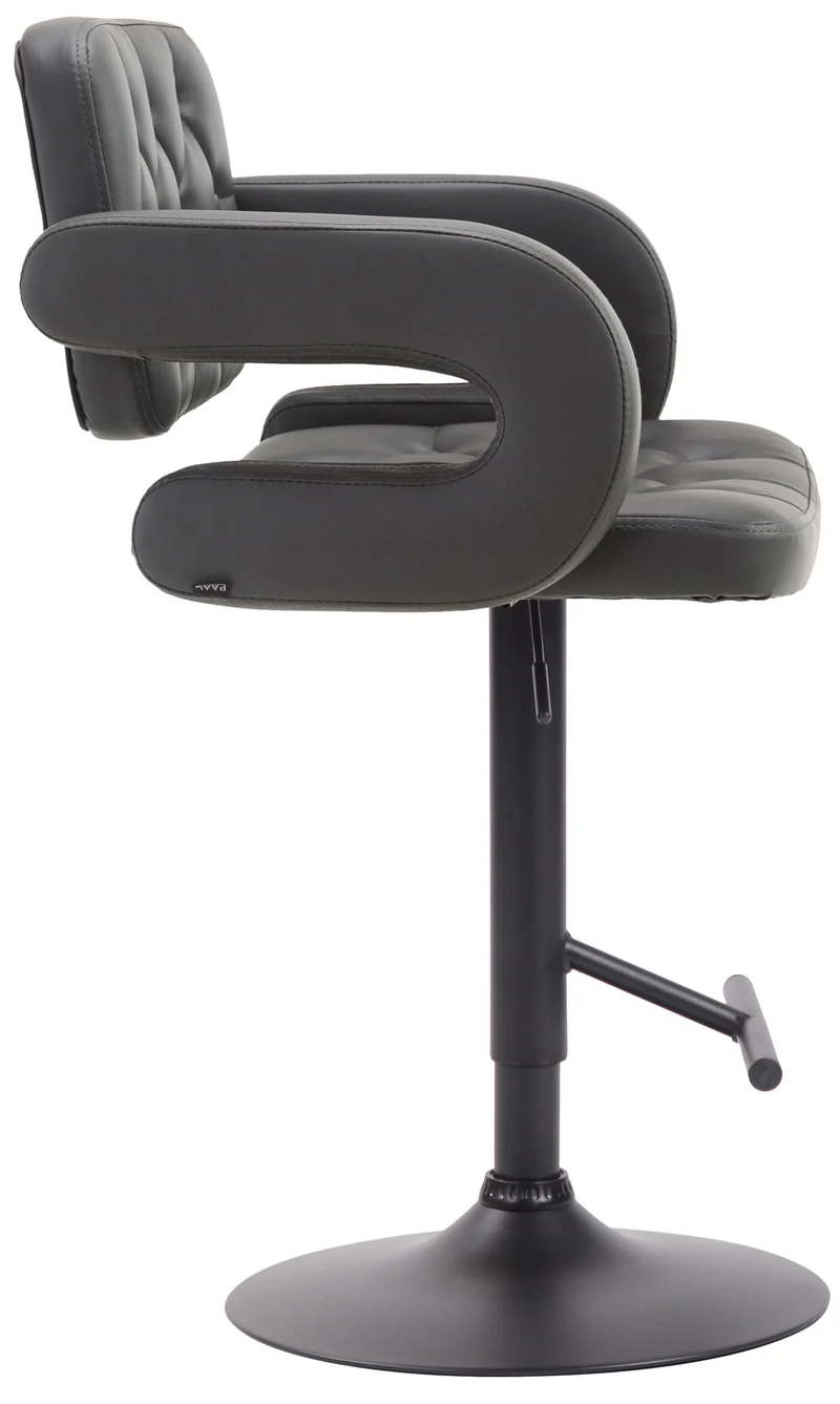 Tabouret de bar capitonné en synthétique gris accoudoirs repose-pieds métal design moderne TDB10506