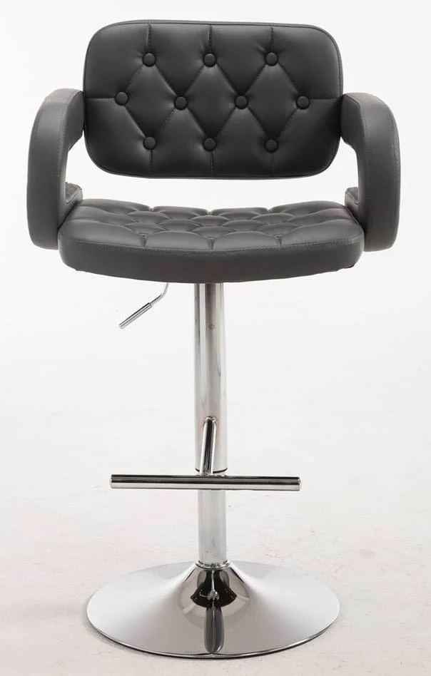 Lot de 2 tabourets de bar capitonné en synthétique gris accoudoirs repose-pieds design moderne TDB10496