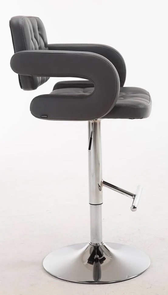 Lot de 2 tabourets de bar capitonné en synthétique gris accoudoirs repose-pieds design moderne TDB10496